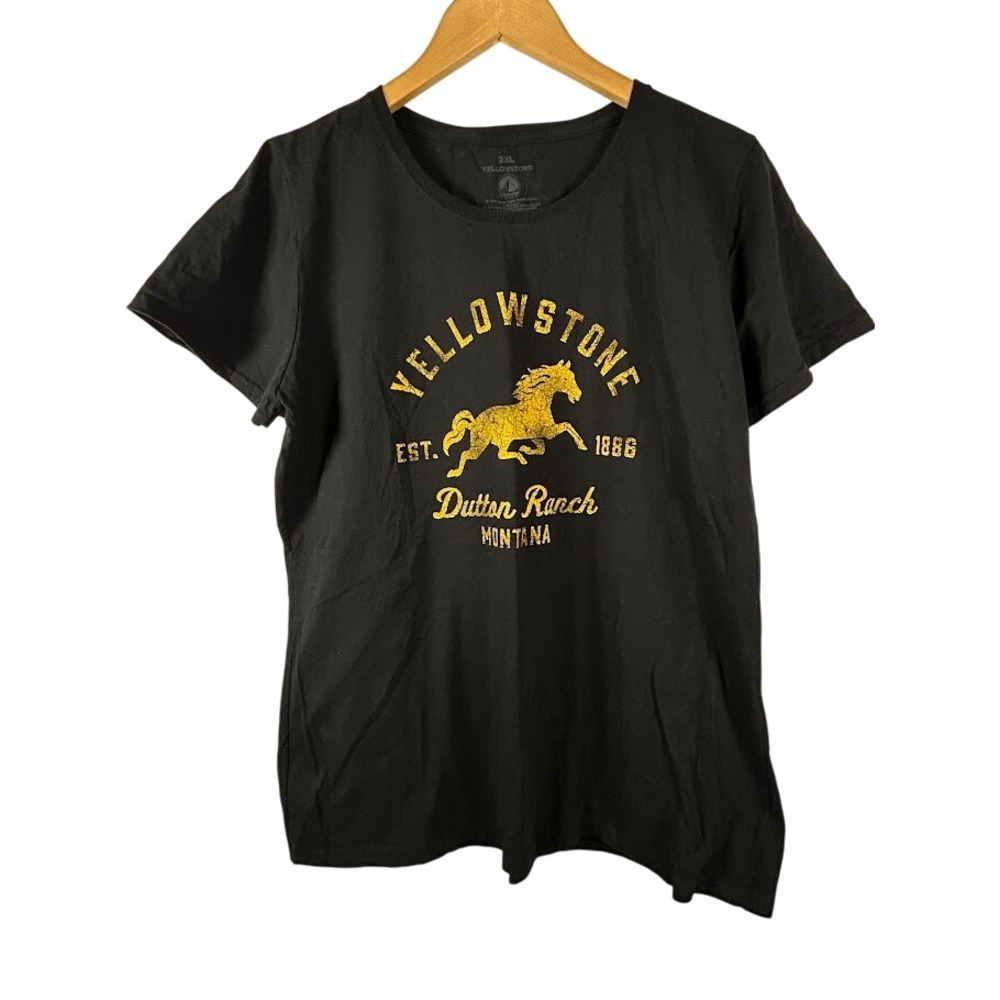 Yellowstone Dutton Ranch Montana Black Graphic Tee Shirt 2XL Paramount Network